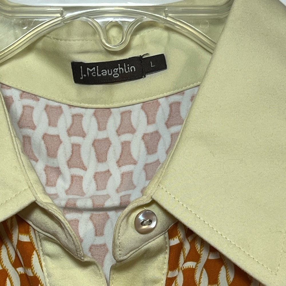 J. MCLAUGHLIN • ORANGE & CREAM CHAIN BLOUSE • EUC - Picture 4 of 7